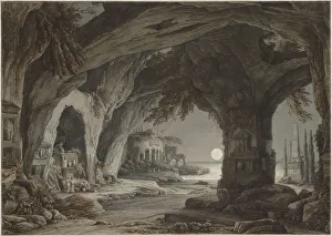 Brush Prints: Ideal landscape with rock grotto