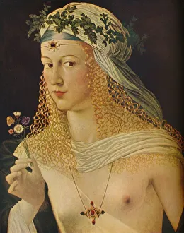 Bartolommeo Prints: Idealized Portrait of a Courtesan as Flora, c1520. Artist: Bartolommeo Veneto