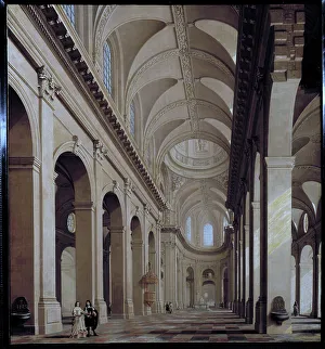 Saint Sulpice Prints: Idealized view of the interior of the Saint-Sulpice church during its construction