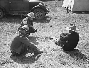 Cowboy Hat Gallery: Idle migrants, foothills north of San Jose, California, 1939. Creator: Dorothea Lange