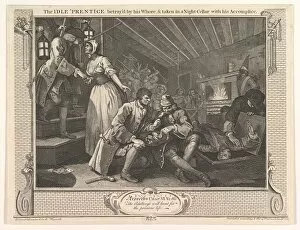 Apprentice Gallery: The Idle Prentice Betrayed by his Whore and Taken in a Night Cellar with hi