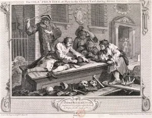 Pickpocket Prints: The idle prentice at play in the church yard... plate III of Industry and Idleness 1747