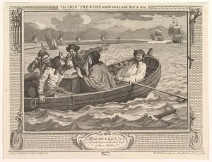 The Idle Prentice Turned Away and Sent to Sea (Industry and Idleness, plate