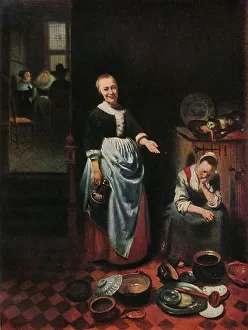 Kitchenware Prints: The Idle Servant, 1655. Artist: Nicolaes Maes