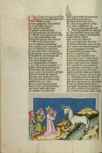German Text Prints: The Idolatry of Apis; Weltchronik, about 1400-1410. Creator: Unknown