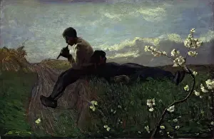 Blossom Prints: An Idyll, 1882-1883. Creator: Giovanni Segantini
