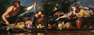 Flirt Prints: Idyll at the fountain basin (still life with male figure and still life with)