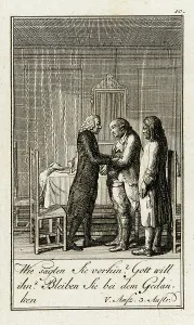 Licking Prints: Iffland's Jager, 1786. Creator: Daniel Nikolaus Chodowiecki