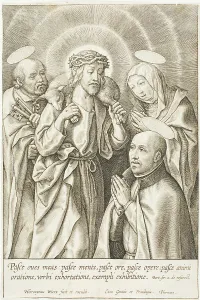 Saint Ignatius Prints: Ignatius of Loyola kneeling before Christ