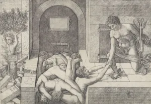 Walking Staff Gallery: Ignorance and Mercury (an allegory of Virtue and Vice), Mercury kneeling at right... ca