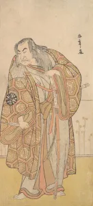 Ikunojo III as Chiyosaki Striking the Chozubachi; a Shower of Gold Coin Flies, late 18th century. Creator: Shunsho