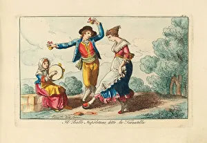 Tarantella Prints: Il Ballo Napoletano, detto la Tarantella, 1816. Creator: Pinelli, Bartolomeo (1781-1835)