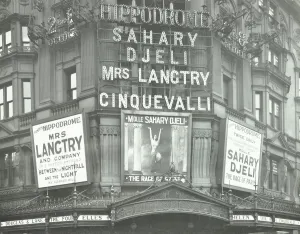 Emilie Charlotte Langtry Prints: Illuminated advertisements on the front of The Hippodrome