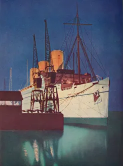 Floodlighting Prints: Illuminated by Floodlights, the distinctive appearance of the Empress of Britain is emphasized