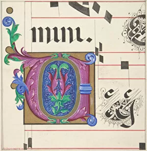 Delamotte Gallery: Illuminated Initial from Hymnal, 1830-62. Creator: Freeman Gage Delamotte