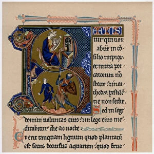Illuminated initial letter B, 13th century, (1901)