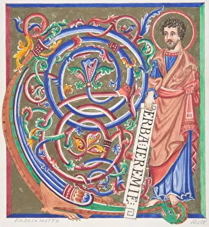 Delamotte Gallery: Illuminated Initial and Saint, 1830-62. Creator: Freeman Gage Delamotte