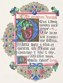 Illuminated Letter D within a Decorated Border, 1830-62
