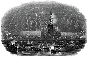Rocket Prints: The Illumination of Antwerp, at Her Majestys Return, 1845. Creator: Unknown