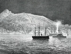Technology Collection: Illumination of Gibraltar in honour of the Prince of Wales...1876. Creator: Unknown