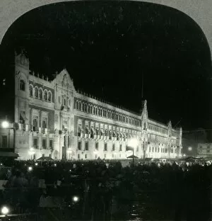 Square Collection: Illumination of National Palace on Evening of Independence Day Celebration, Mexico City, c1930s