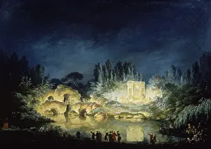 Illumination of the Rock and Belvedere at the Petit Trianon on August 3, 1781, 1781. Creator: Chatelet, Claude-Louis (1753-1795)