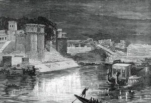 Ganges River Prints: Illuminations at Benares in honour of the Prince of Wales...1876. Creator: Unknown