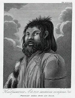 Aino Prints: Illustration of an Ainu Man From Esso Island, 1813. Creator: Jegor Skotnikoff