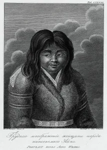Illustration of an Ainu Woman, 1813. Creator: Jegor Skotnikoff