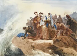 Scheffer Prints: Illustration for the ballad Der Taucher (The Diver) by Friedrich Schiller
