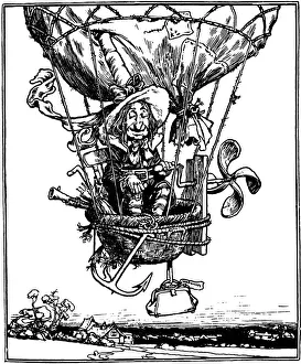 Flying Collection: Illustration from the childrens book The Adventures of Uncle Lubin, 1902. Artist: W Heath Robinson