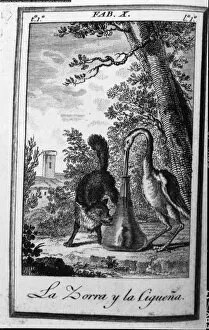 Barcelonés Gallery: Illustration of the fable La zorra y la cigüena (The Fox and the Stork)