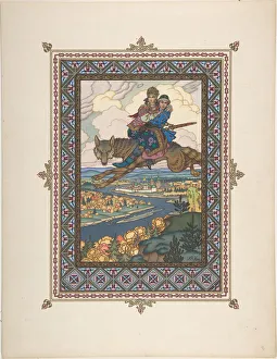 Magic Prints: Illustration for the Fairy tale of Ivan Tsarevich, the Firebird, and the Gray Wolf, c