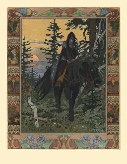 Magic Prints: Illustration for the Fairy tale of Vasilisa the Beautiful and White Horseman
