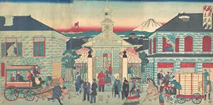 Ando Collection: Illustration of Foreign Residences and the Catholic Church in Yokohama (Yokoha... 10th month, 1870)