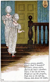 Illustration for Goosey, goosey gander, where shall I wander?, Kate Greenaway (1846-1901) Illustration for Goosey, goosey gander, where shall I wander?, Kate Greenaway (1846-1901)