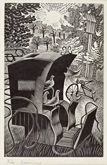 Modernism Prints: Illustration 'Hansom Cab', 1935. Creator: Eric Ravilious