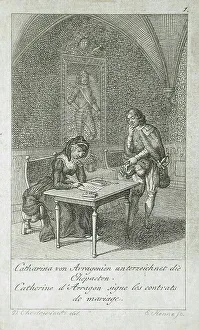 Aragon Catherine Of Prints: Illustration for the History of Henry VIII, 1797. Creator: Eberhard Siegfried Henne