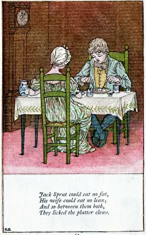 Eating Gallery: Illustration for Jack Sprat could eat no fat, Kate Greenaway (1846-1901)