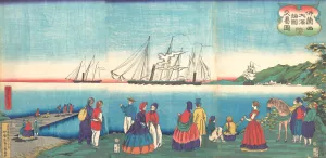 Yoshitoshi Prints: Illustration of a Large French Port Trading with Many Nations (Furansukoku oomi