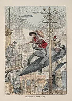 Illustration for Le vingtieme siecle: La vie electrique. Artist: Robida, Albert (1848-1926)