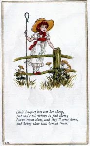 Illustration for Little Bo-Peep has lost her sheep, Kate Greenaway Illustration for Little Bo-Peep has lost her sheep, Kate Greenaway