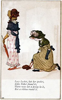 Illustration for Lucy Locket, lost her purse, Kate Greenaway (1846-1901) Illustration for Lucy Locket, lost her purse, Kate Greenaway (1846-1901)