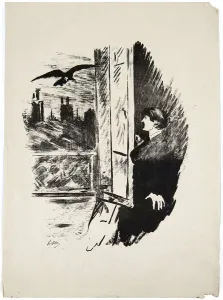 Illustration for the poem Le Corbeau (The Raven) by Edgar Allan Poe, 1875