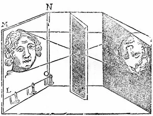 Illustration of the principle of the camera obscura, 1671