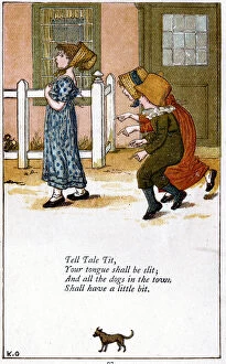 Illustration for Tell tale tit / your tounge shall be slit, Kate Greenaway (1846-1901). Artist: Catherine Greenaway