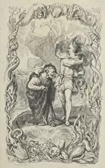Illustration to the Tempest: Caliban, Ferdinand and Ariel, 1836. Creator: Charles Gray