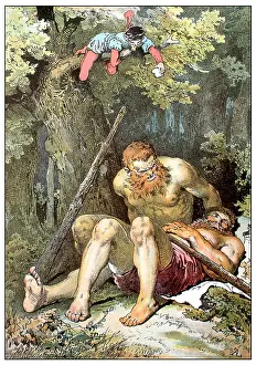 Childrens Book Prints: Illustration for 'The Brave Little Tailor' by Brothers Grimm