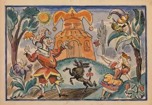 Folk Art Prints: Illustration for War of Petrushka and Stepka-Rastrepka by Evgeni Schwartz