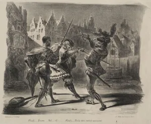 1798 1863 Prints: Illustrations for Faust: Duel of Faust and of Valentin, 1828. Creator: Eugene Delacroix
